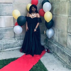 Off the shoulder long prom dress